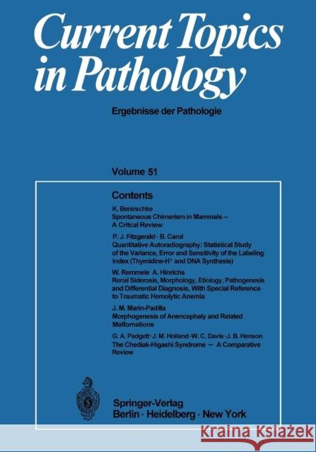 Current Topics in Pathology: Ergebnisse der Pathologie Hans-W. Altmann, Kurt Benirschke 9783642999659