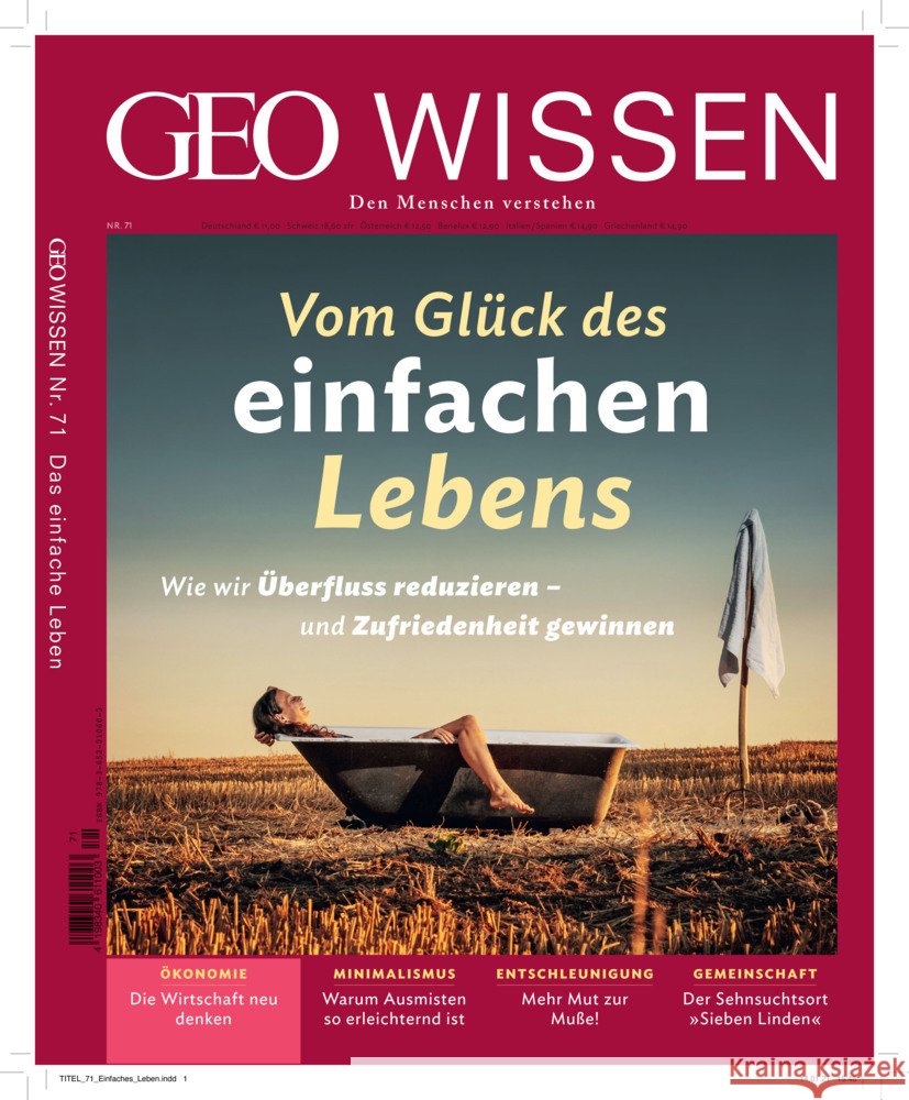 GEO Wissen / GEO Wissen 71/2020 - Vom Glück des einfachen Lebens Schröder, Jens, Wolff, Markus 9783652010603 Gruner & Jahr