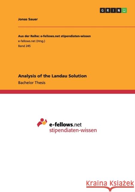 Analysis of the Landau Solution Jonas Sauer 9783656016373 Grin Verlag