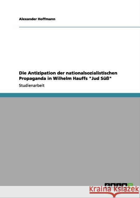 Die Antizipation der nationalsozialistischen Propaganda in Wilhelm Hauffs Jud Süß Hoffmann, Alexander 9783656029892 Grin Verlag