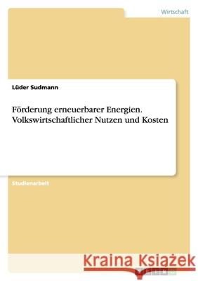 Förderung erneuerbarer Energien. Volkswirtschaftlicher Nutzen und Kosten L. Der Sudmann 9783656058137 Grin Verlag