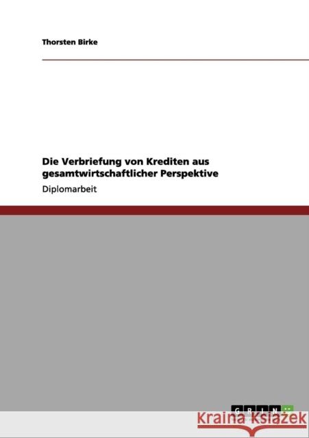 Die Verbriefung von Krediten aus gesamtwirtschaftlicher Perspektive Thorsten Birke 9783656131601