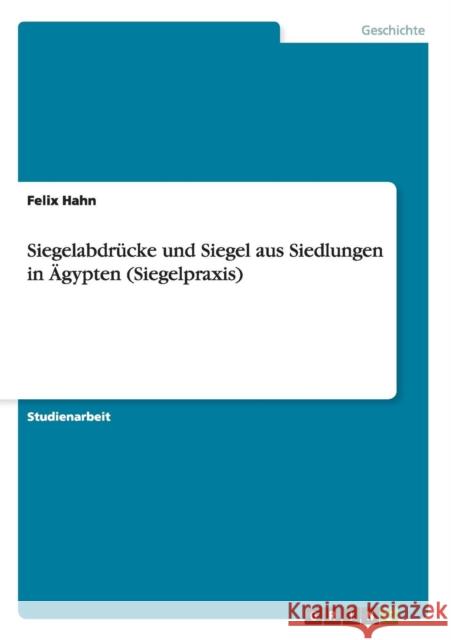Siegelabdrücke und Siegel aus Siedlungen in Ägypten (Siegelpraxis) Hahn, Felix 9783656272328 Grin Verlag