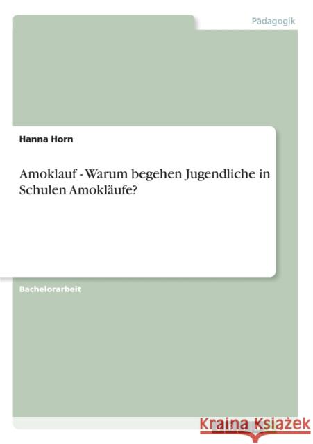 Amoklauf - Warum begehen Jugendliche in Schulen Amokläufe? Horn, Hanna 9783656343523 Grin Verlag