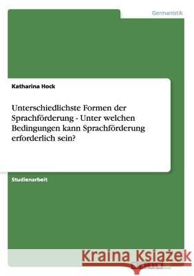 Unterschiedlichste Formen der Sprachförderung - Unter welchen Bedingungen kann Sprachförderung erforderlich sein? Katharina Hock 9783656373605 Grin Publishing