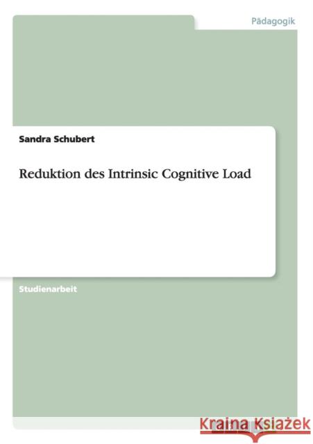 Reduktion des Intrinsic Cognitive Load Sandra Schubert 9783656459927 Grin Verlag