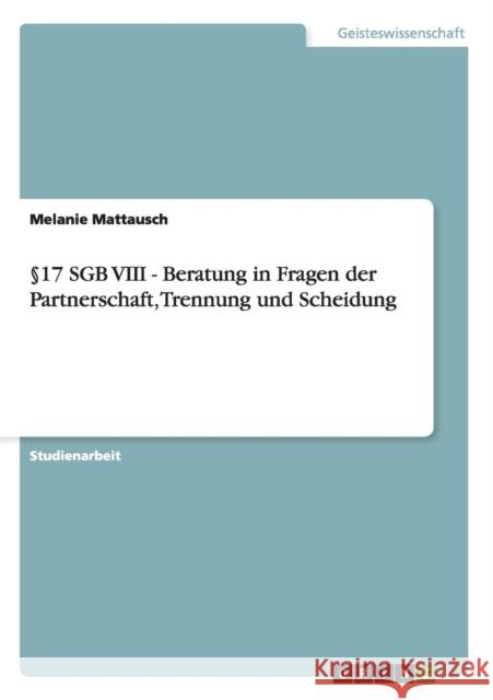 §17 SGB VIII - Beratung in Fragen der Partnerschaft, Trennung und Scheidung Mattausch, Melanie 9783656739043 Grin Verlag Gmbh