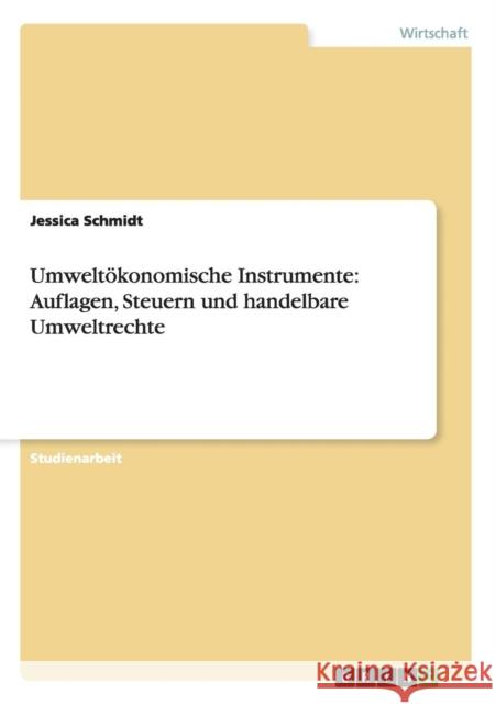 Umweltökonomische Instrumente: Auflagen, Steuern und handelbare Umweltrechte Schmidt, Jessica 9783656754770 Grin Verlag Gmbh