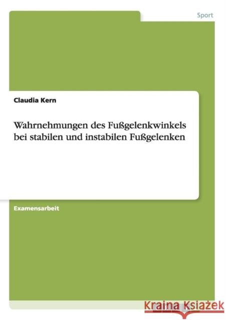 Wahrnehmungen des Fußgelenkwinkels bei stabilen und instabilen Fußgelenken Claudia Kern 9783656945147 Grin Verlag Gmbh