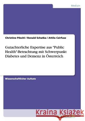 Gutachterliche Expertise aus Public Health-Betrachtung mit Schwerpunkt Diabetes und Demenz in Österreich Pöschl, Christine 9783656946168 Grin Verlag Gmbh