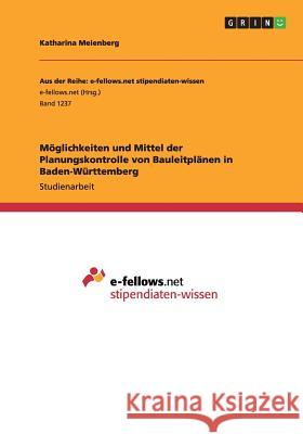 Möglichkeiten und Mittel der Planungskontrolle von Bauleitplänen in Baden-Württemberg Katharina Meienberg 9783656963394 Grin Verlag Gmbh