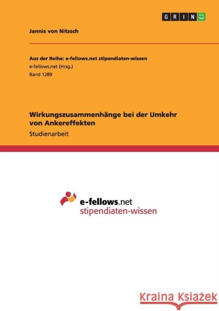 Wirkungszusammenhänge bei der Umkehr von Ankereffekten Jannis Vo 9783656966654 Grin Verlag Gmbh