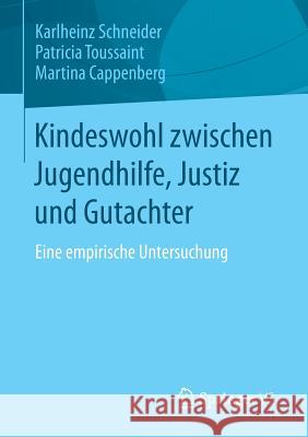 Kindeswohl Zwischen Jugendhilfe, Justiz Und Gutachter: Eine Empirische Untersuchung Schneider, Karlheinz 9783658019013