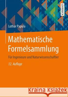 Mathematische Formelsammlung: Für Ingenieure Und Naturwissenschaftler Papula, Lothar 9783658161941 Springer Vieweg