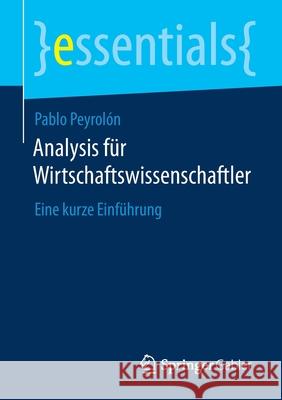 Analysis Für Wirtschaftswissenschaftler: Eine Kurze Einführung Peyrolón, Pablo 9783658300159 Springer Gabler