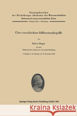 Über Verschiedene Differentenbegriffe Berger, Robert 9783662132524