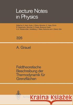 Feldtheoretische Beschreibung Der Thermodynamik Für Grenzflächen Grauel, Adolf 9783662137581 Springer