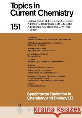 Synchrotron Radiation in Chemistry and Biology III G. Tourillon 9783662150573 Springer