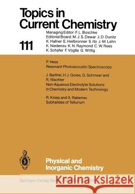 Physical and Inorganic Chemistry J. Barthel, H. J. Gores, P. Hess, R. Kniep, A. Rabenau, G. Schmeer, R. Wachter 9783662153185 Springer-Verlag Berlin and Heidelberg GmbH & 