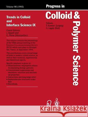 Trends in Colloid and Interface Science IX Jacqueline Appell Gregoire Porte 9783662157091 Steinkopff-Verlag Darmstadt