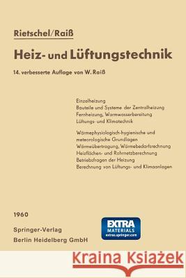 H. Rietschels Lehrbuch Der Heiz- Und Lüftungstechnik Rietschel, Hermann 9783662235799 Springer
