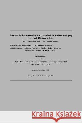 Gutachten Des Reichs-Gesundheitsrats, Betreffend Die Abwässerbeseitigung Der Stadt Offenbach A. Main Lehmann, Karl B. 9783662235829 Springer