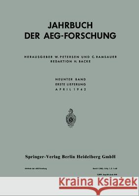 Jahrbuch Der Aeg-Forschung: Neunter Band Schmideck, Anton J. 9783662269763 Springer