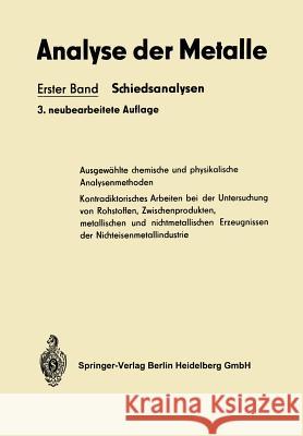 Analyse Der Metalle Chemikerausschuß 9783662278871 Springer