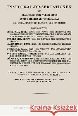 Zur Frage Der Spezifität Des Noltzeschen Sedimentierungsverfahrens Zur Diagnose Der Ansteckenden Blutarmut Rachfall, Adolf 9783662279366 Springer