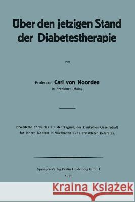 Über Den Jetzigen Stand Der Diabetestherapie Von Noorden, Carl 9783662299098