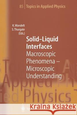 Solid-Liquid Interfaces: Macroscopic Phenomena -- Microscopic Understanding Wandelt, Klaus 9783662307816 Springer