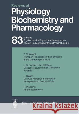 Reviews of Physiology, Biochemistry and Pharmacology: Volume: 83 Adrian, R. H. 9783662309605 Springer