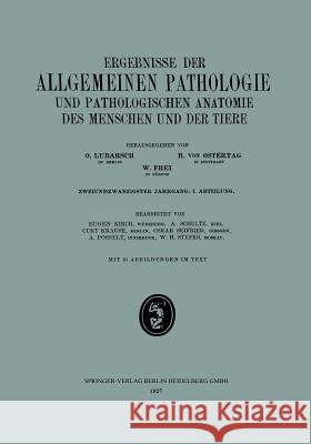 Ergebnisse Der Allgemeinen Pathologie Und Pathologischen Anatomie Des Menschen Und Der Tiere: Zweiundzwanzigster Jahrgang: I. Abteilung Kirch, Eugen 9783662317082