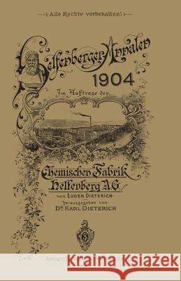 Helfenberger Annalen 1904: Band XVII Dieterich, Eugen 9783662320792 Springer