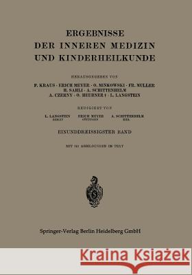 Ergebnisse Der Inneren Medizin Und Kinderheilkunde Leo Langstein Erich Meyer A. Schittenhelm 9783662321935