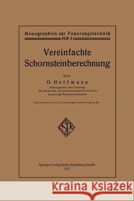 Vereinfachte Schornsteinberechnung Otto Hoffmann 9783662334218