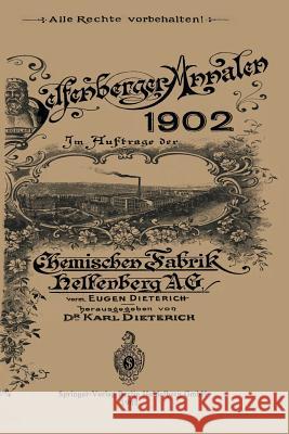 Helfenberger Annalen 1902 Dr Karl Dieterich 9783662335635