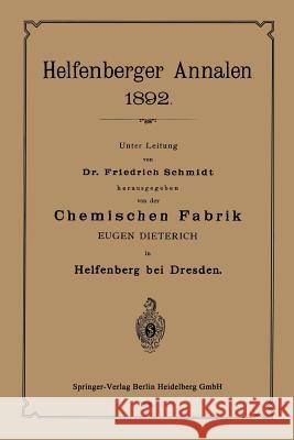 Chemischen Fabrik Eugen Dieterich Friedrich Schmidt 9783662335642