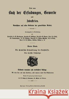 Die Chemische Behandlung Der Rohstoffe: Eine Chemische Technologie Franz Luckenbacher Karl De Roth Julius Zoellner 9783662336908 Springer