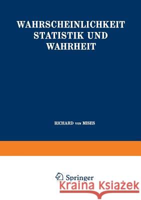 Wahrscheinlichkeit Statistik Und Wahrheit Richard Vo 9783662354025 Springer