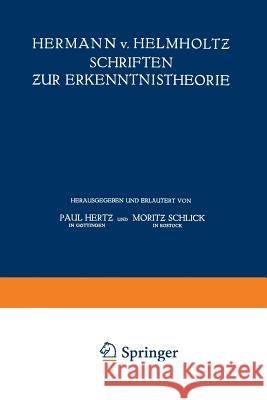 Hermann V. Helmholtz Schriften Zur Erkenntnistheorie Von Helmholtz, Hermann 9783662355145