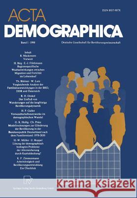 ACTA Demographica: Deutsche Gesellschaft Für Bevölkerungswissenschaft E.V. Buttler, Günter 9783662385845 Physica-Verlag