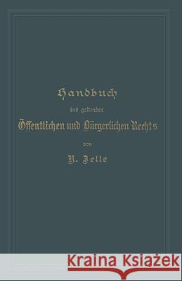 Handbuch Des Geltenden Öffentlichen Und Bürgerlichen Rechts Zelle, Robert 9783662390375