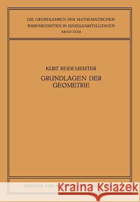 Vorlesungen Über Grundlagen Der Geometrie Reidemeister, Kurt 9783662390979 Springer