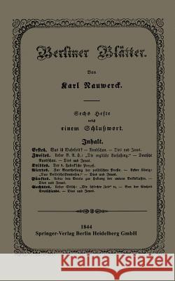 Berliner Blätter Karl Nauwerck   9783662408124 Springer