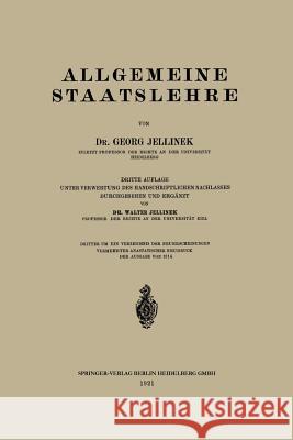 Allgemeine Staatslehre Georg Jellinek Walter Jellinek 9783662428221 Springer