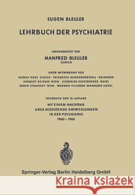 Lehrbuch Der Psychiatrie Bleuler, Eugen 9783662428726