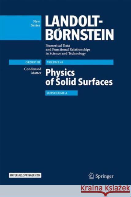 Physics of Solid Surfaces: Subvolume a Chiarotti, G. 9783662477359 Springer