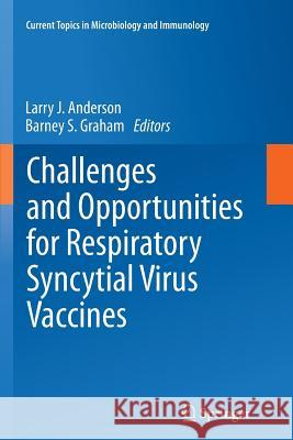 Challenges and Opportunities for Respiratory Syncytial Virus Vaccines Larry J. Anderson Barney S. Graham 9783662521557 Springer