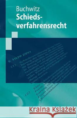 Schiedsverfahrensrecht Wolfram Buchwitz 9783662594612 Springer